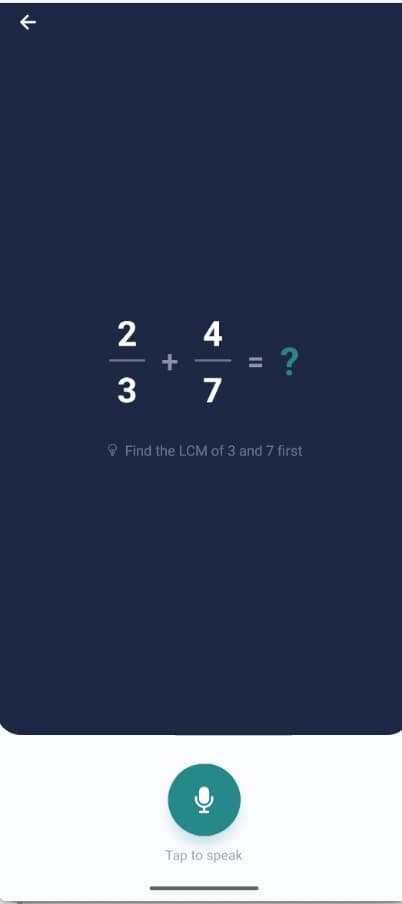 ClassGrade voice tutor in action — a maths question with mic button